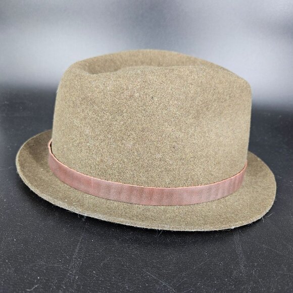 Pendleton Fedora Hat Lid Medium 22" Green Olive Wool Leather Band Classic USA - Picture 3 of 9